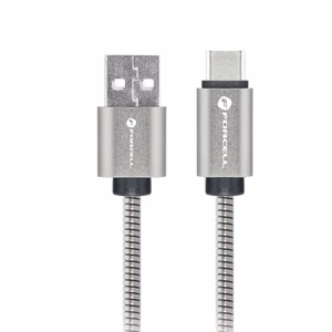 Cable USB A to USB C Forcell F-Energy QC4.0 3A 66W Metal 2 m C234 silver
