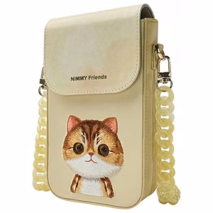 Nimmy Big Eyed Pet 2.0 Kaķis 3-in-1 komplekts: Viedtālruņa apvalks + maks + sekošanas ierīces korpuss - beige