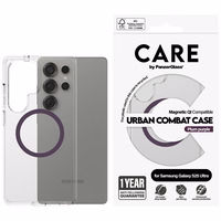 CARE by PanzerGlass Flagship Urban Combat Purple QI viedtālruņa apvalks Samsung Galaxy S25 Ultra - caurspīdīgs