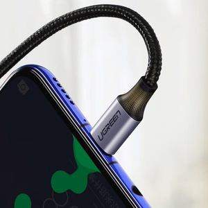Ugreen US255 50125 USB-C (taisns) / USB-C (leņķa) PD QC kabelis 60W 3A 2m - pelēks