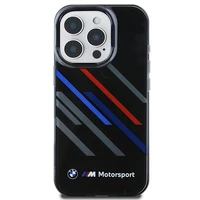 BMW Motosport IML nejaušas svītras iPhone 16 Pro apvalks - melns