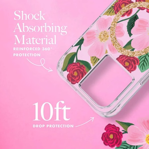 Rifle Paper Co. Rose Garden MagSafe vāciņš ar zelta folijas akcentiem iPhone 14 / 13