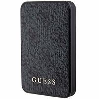 Guess Portatīvais lādētājs 15W GUPB5LP4GEGK 5000mAh melna/melna 4G Ādas Metāla Logotips