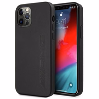 AMG ādas apvalks ar karsto zīmogu iPhone 12 Pro Max - melns