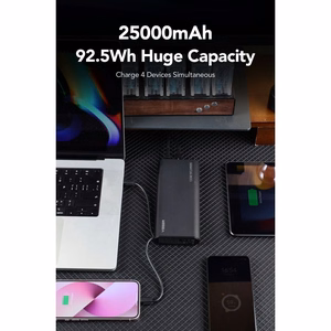 Внешний аккумулятор Veger TCE130 (W2503) PD 130W 25000 mAh со встроенными кабелями Type C / Lightning чёрный
