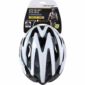 Dunlop regulējama MTB velosipēda ķivere, M izmērs, 55–58 cm, balta / melna