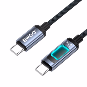 BWOO X324CC pīts ātrās uzlādes kabelis ar gaismas indikatoru PD 60W USB-C - USB-C