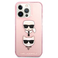 Karl Lagerfeld KLHCP13LKCTUGLP iPhone 13 Pro / 13 6,1\" Viedtālruņa apvalks - rozā Glitter Karl's & Choupette