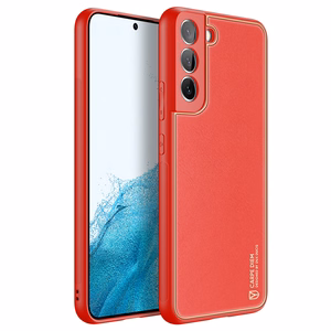 Dux Ducis Yolo elegants apvalks no ekoloģiskās ādas Samsung Galaxy S22 + (S22 Plus) sarkans
