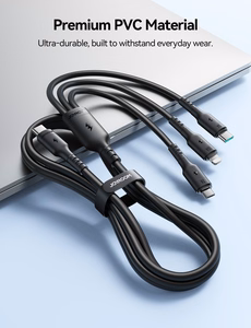 USB Kabelis Joyroom S-A61 USB-C uz USB-C/Lightning/MicroUSB 3.5A 1.2m melns