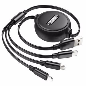 3in1 kabelis USB A uz Lightning / Micro USB / USB C Hoco 2A 1 m X75 melns