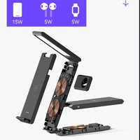 USAMS Bezvadu lādētājs ar lampu 3in1 15W melns CD181WXC01 (US-CD181)