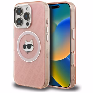 Karl Lagerfeld IML Choupette Head Logo MagSafe Maciņš iPhone 16 Pro Max - rozā