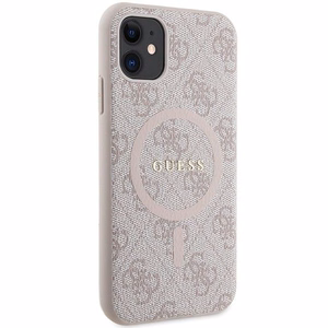 Guess GUHMN61G4GFRP iPhone 11 6.1" / Xr rozā/rozā cietais apvalks 4G kolekcija ādas metāla logotips Magnētiskais