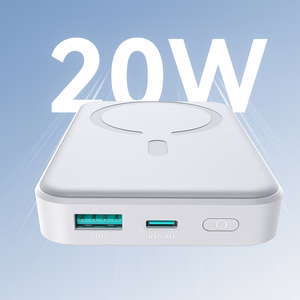 Magnētiskais portatīvais lādētājs Joyroom JR-W020 20W 10000mAh MagSafe + USB-C uz USB-C kabelis 0,25m (balts)