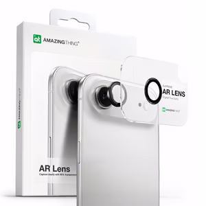 AmazingThing Lēcas Stikls iPhone 17 Air ar Melnu Alumīnija Rāmi