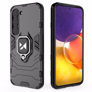 Wozinsky Ring Armor viedtālruņa apvalks Samsung Galaxy S23 bruņu apvalks ar magnētisku turētāju un gredzenu melns