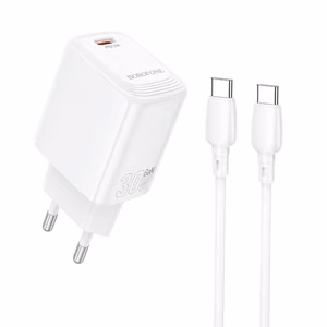 Borofone сетевое зарядное устройство BN28 Fuente - Type C - PD 30W с кабелем Type C - Type C белый