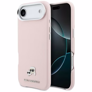 Karl Lagerfeld Karl & Choupette Head Pins Saffiano MagSafe Case for iPhone Air Pink