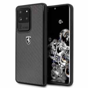 Ferrari Carbon Heritage viedtālruņa apvalks Samsung Galaxy S20 Ultra - melns