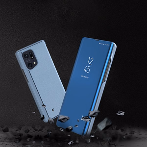 Clear View Case viedtālruņa apvalks Oppo Find X5 Pro apvalks ar atloku melns