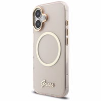 Guess IML Script Metal MagSafe Maciņš for iPhone 17 - rozā