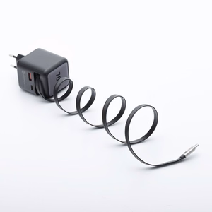 FORCELL F-ENERGY GaN III VT-R7 ceļojumu lādētājs ar izvelkamu kabeli Type C un 1x Type C, 1x USB A uzlādes portiem PD QC4.0 3A 70W pelēks