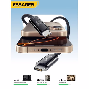 USB Kabelis Essager Thunder melns Thunderbolt 4 Full Function 180cm