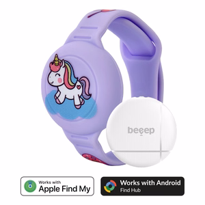 Beeep OneTag meklēšanas ierīce ar silikona aproci bērniem, Unicorn, Apple Find My / Android