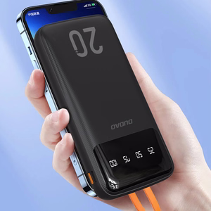 Dudao powerbank большой емкости с 4 встроенными кабелями 20000mAh USB Type C + micro USB + Lightning + USB-A (вход) - черный (Dudao K6Pro+)