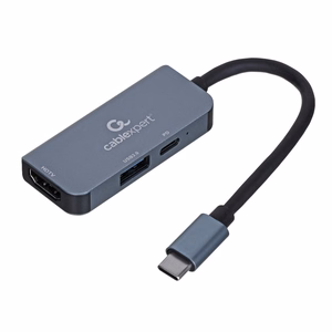 Gembird A-CM-COMBO3-02 USB Type-C 3-in-1 daudzportu adapteris (USB ports + HDMI + PD), sudrabs