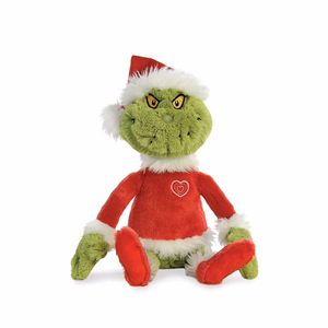 Grinch videi draudzīga plīša rotaļlieta Ziemassvētku vecīša tērpā, 43 cm