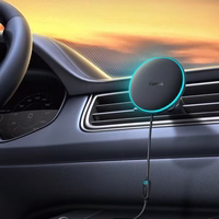 Automašīnas turētājs Baseus "CW01_v2" melns (15W / Magsafe saderīgs) (magnētisks / gaisa ventiļa reste)