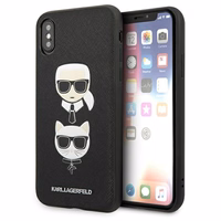Karl Lagerfeld Saffiano Karl&Choupette Galvas viedtālruņa apvalks iPhone XS Max - melns