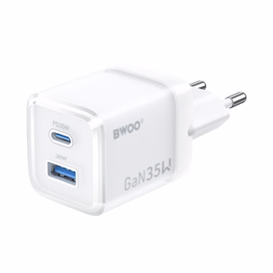 BWOO GaN wall lādētājs CDA222 PD 35W 1 x USB 1 x USB-C, balts