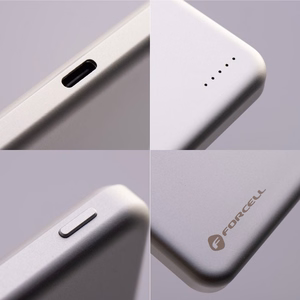 Forcell F-Energy Slim F5K9 ārējais akumulators, saderīgs ar MagSafe, 5000 mAh, 15 W, QC 4.0, PD 3.0, Cloud Dancer