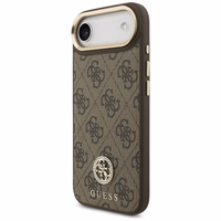 Guess 4G Strass Logo & Big Strap Metal Buttons Magnētiskais viedtālruņa apvalks iPhone Air - brūns
