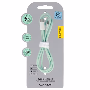 Blavec Cable Candy Braided - Type C to Type C - PD 60W 3A 3m Apple CarPlay/Android Auto (CCA-CC3GN30) Green