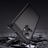 Carbon Case viedtālruņa apvalks Realme 10 Pro+ elastīgs silikona oglekļa pārklājums melns