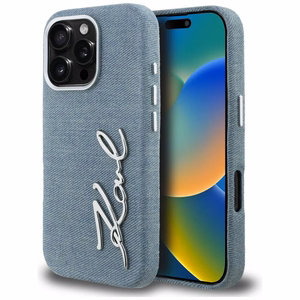 Karl Lagerfeld FW Jeans Signature Logo Maciņš iPhone 16 Pro Max - zils