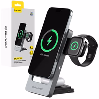 Blavec indukcijas lādētājs BQI-05 Qi 15W magnētiskais Magsafe 3 in 1 UniCharge (BQI05-QIMS) sudraba krāsā