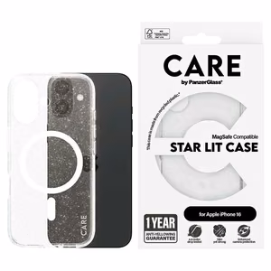 CARE by PanzerGlass Flagship Star Lit viedtālruņa apvalks iPhone 16 6.1" balts Magnētiskais 1341
