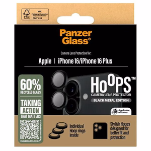 PanzerGlass Hoops Melns Objektīva aizsargs iPhone 16 6.1" / 16 Plus 6.7" 1283