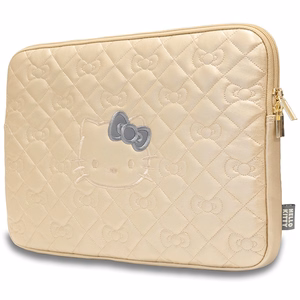 Hello Kitty Zip PU Quilted Bows apvalks 14" klēpjdatoram - zelta