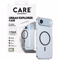 CARE by PanzerGlass Flagship Urban Explorer viedtālruņa apvalks ar melnu MagSafe iPhone Air - caurspīdīgs