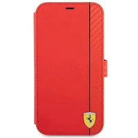 Ferrari FESAXFLBKP13SRE iPhone 13 mini 5.4" sarkans/sarkans grāmatas On Track Carbon Stripe