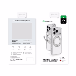 AmazingThing Titan Pro MagSpin viedtālruņa apvalks iPhone 17 Pro, saderīgs ar MagSafe - pelēks