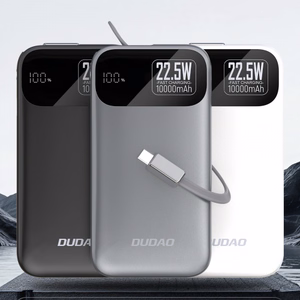 Dudao K31 10000 mAh 22.5W PD внешний аккумулятор со встроенным кабелем - Серый