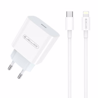 Lādētājs Jellico AK180 20W USB-C + USB-C uz Lightning kabelis 1.0m, balts