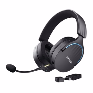 Trust GXT 491 Fayzo Austiņas ar mikrofonu vadu un bezvadu galvasspiede spēlēm USB Type-C Bluetooth melnas